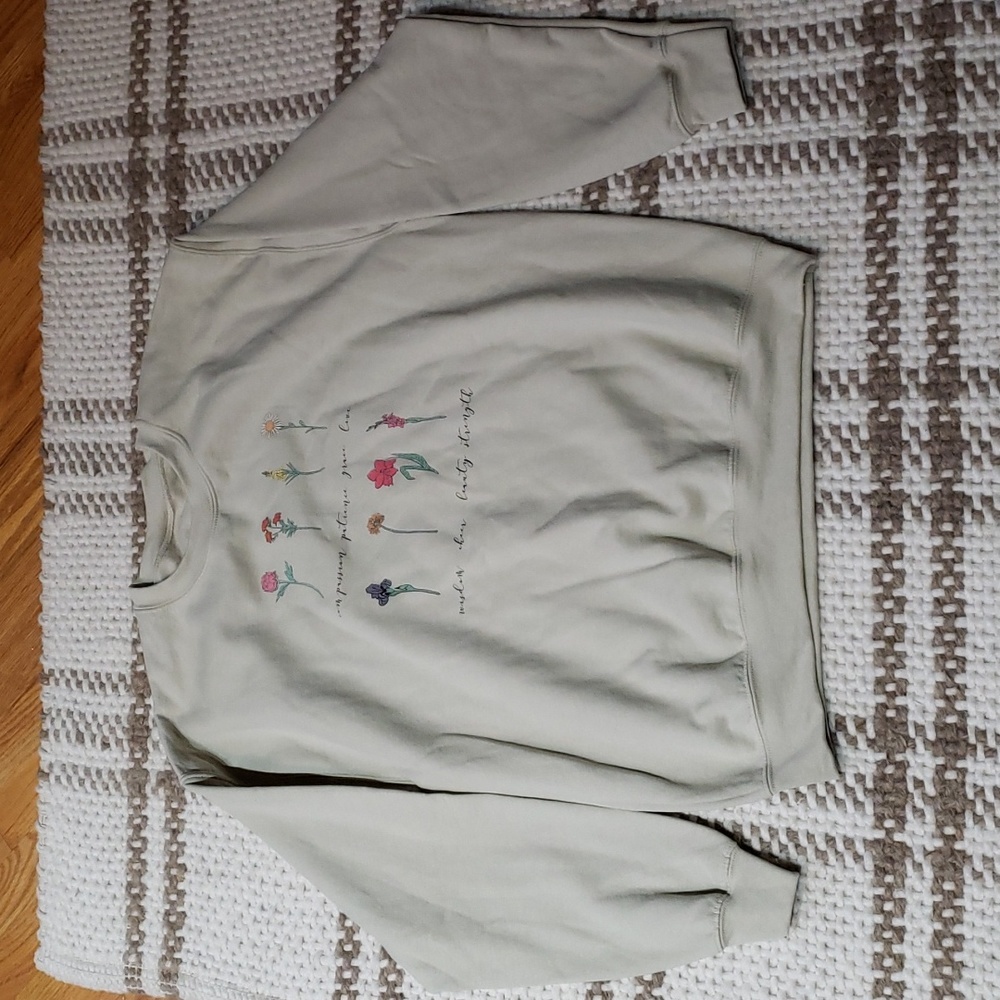 Chosen Girl Floral Fruits of the Spirit Sweatshirt Size L Tan / Oatmeal Color